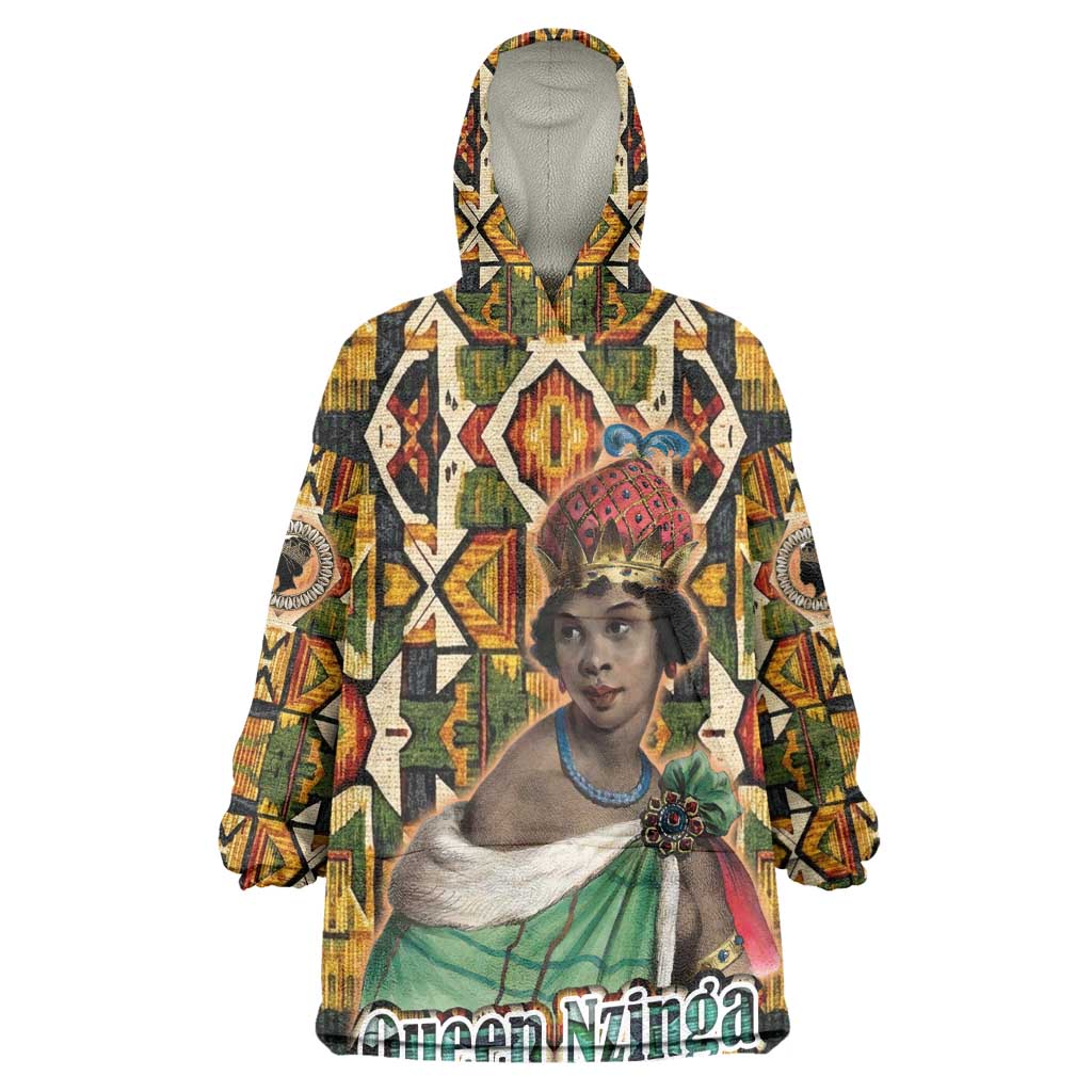 Queen Nzinga Wearable Blanket Hoodie Mbandi Traditional Regal Portrait Empowerment Quote African Female Leadership - Wonder Print Shop