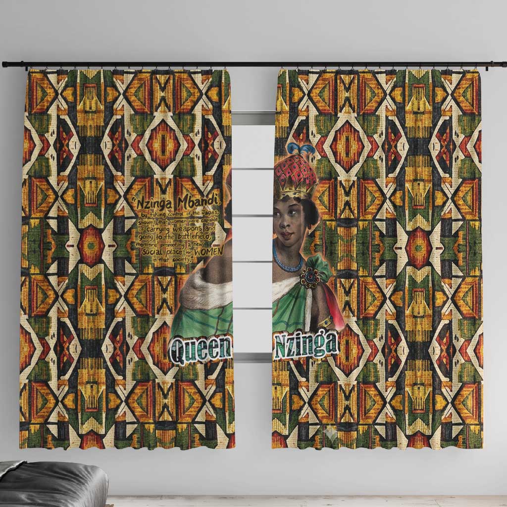 Queen Nzinga Window Curtain Mbandi Traditional Regal Portrait Empowerment Quote African Female Leadership - Wonder Print Shop