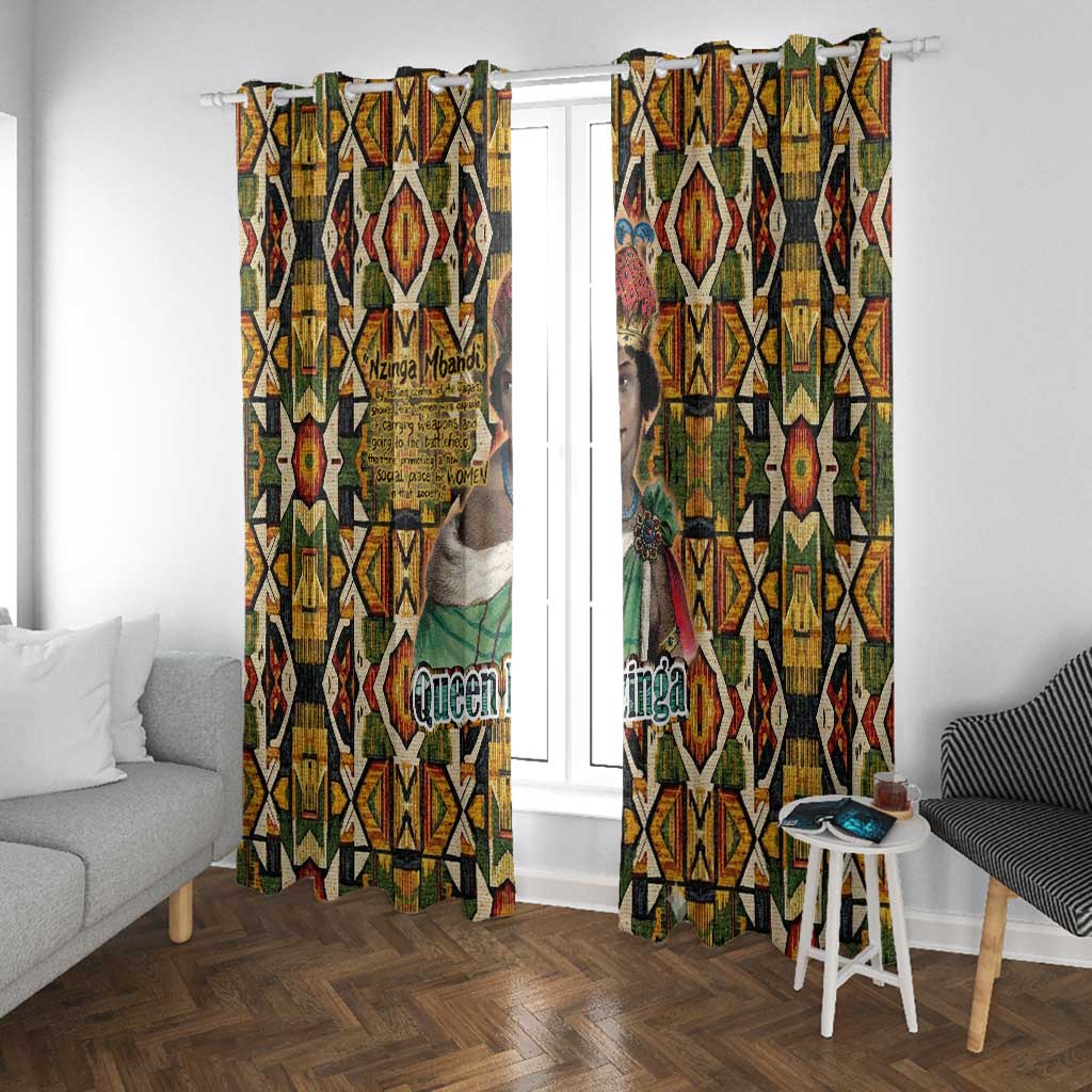 Queen Nzinga Window Curtain Mbandi Traditional Regal Portrait Empowerment Quote African Female Leadership - Wonder Print Shop