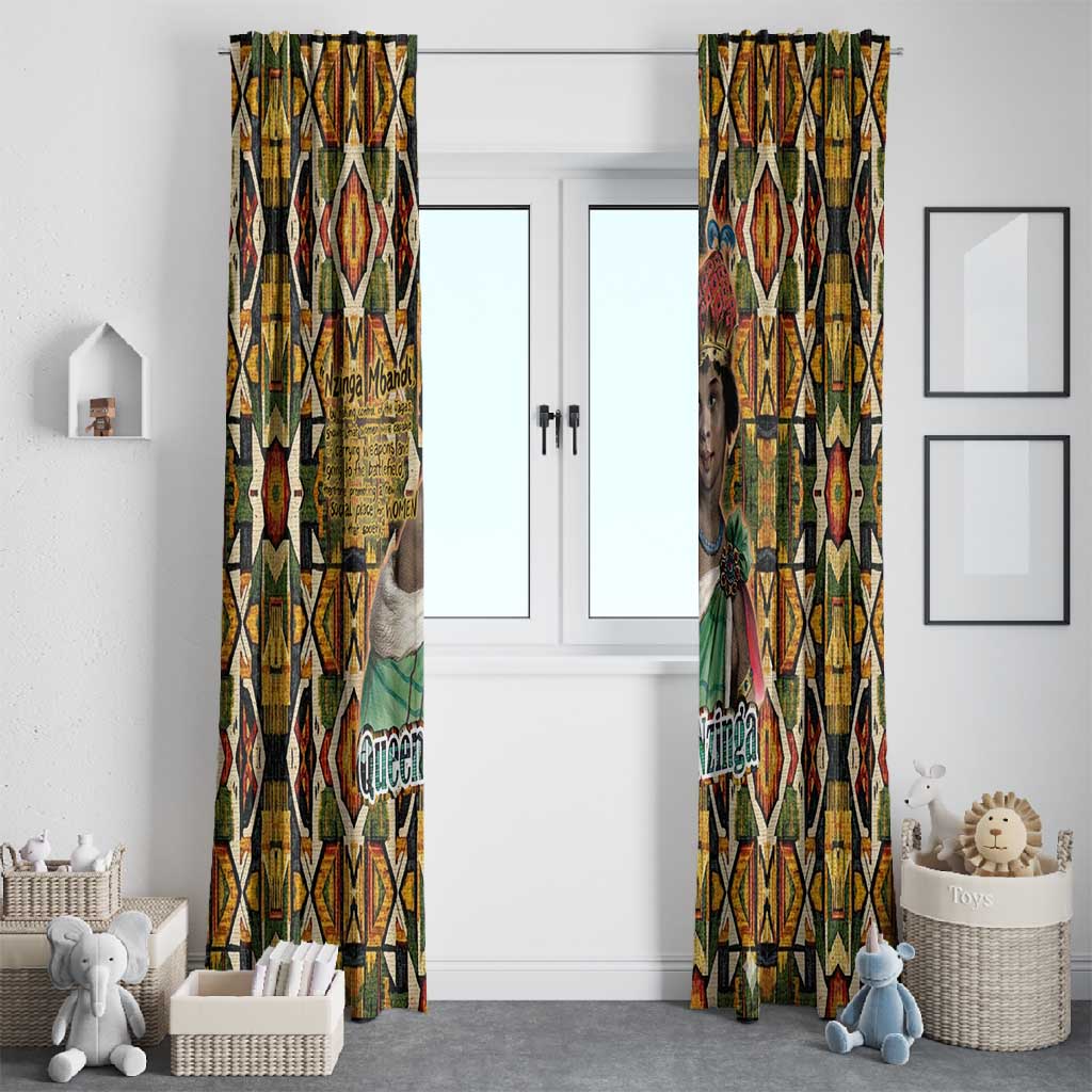 Queen Nzinga Window Curtain Mbandi Traditional Regal Portrait Empowerment Quote African Female Leadership - Wonder Print Shop