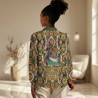 Queen Nzinga Women Casual Shirt Mbandi Traditional Regal Portrait Empowerment Quote African Female Leadership - Wonder Print Shop