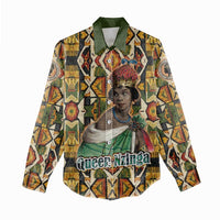 Queen Nzinga Women Casual Shirt Mbandi Traditional Regal Portrait Empowerment Quote African Female Leadership - Wonder Print Shop