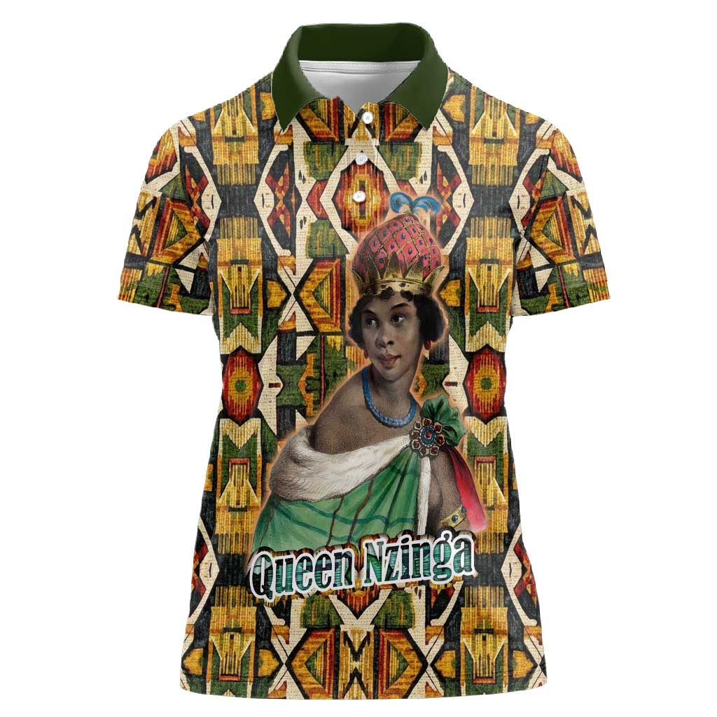 Queen Nzinga Women Polo Shirt Mbandi Traditional Regal Portrait Empowerment Quote African Female Leadership - Wonder Print Shop