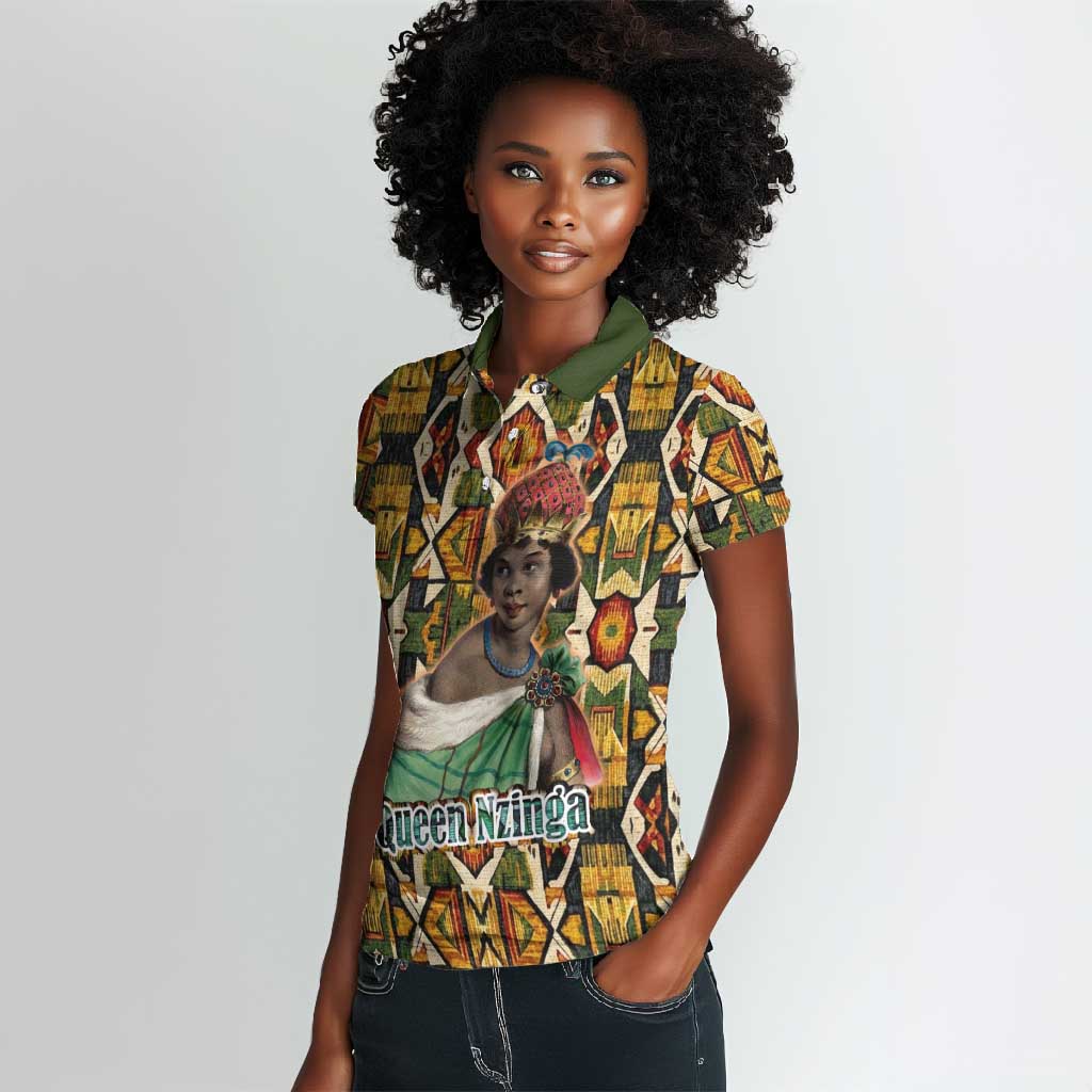 Queen Nzinga Women Polo Shirt Mbandi Traditional Regal Portrait Empowerment Quote African Female Leadership - Wonder Print Shop