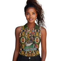 Queen Nzinga Women Sleeveless Polo Shirt Mbandi Traditional Regal Portrait Empowerment Quote African Female Leadership - Wonder Print Shop