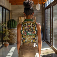 Queen Nzinga Women Sleeveless Polo Shirt Mbandi Traditional Regal Portrait Empowerment Quote African Female Leadership - Wonder Print Shop