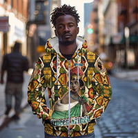 Queen Nzinga Zip Hoodie Mbandi Traditional Regal Portrait Empowerment Quote African Female Leadership - Wonder Print Shop