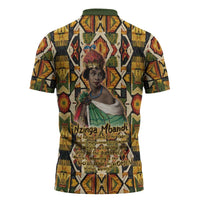 Queen Nzinga Zipper Polo Shirt Mbandi Traditional Regal Portrait Empowerment Quote African Female Leadership - Wonder Print Shop
