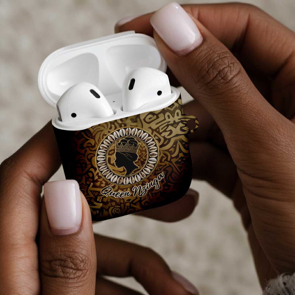 Queen Nzinga AirPods Case Cowrie Crown Silhouette Royal Power - Wonder Print Shop