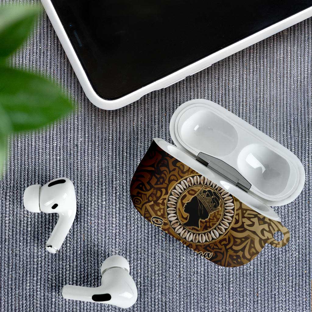 Queen Nzinga AirPods Case Cowrie Crown Silhouette Royal Power - Wonder Print Shop