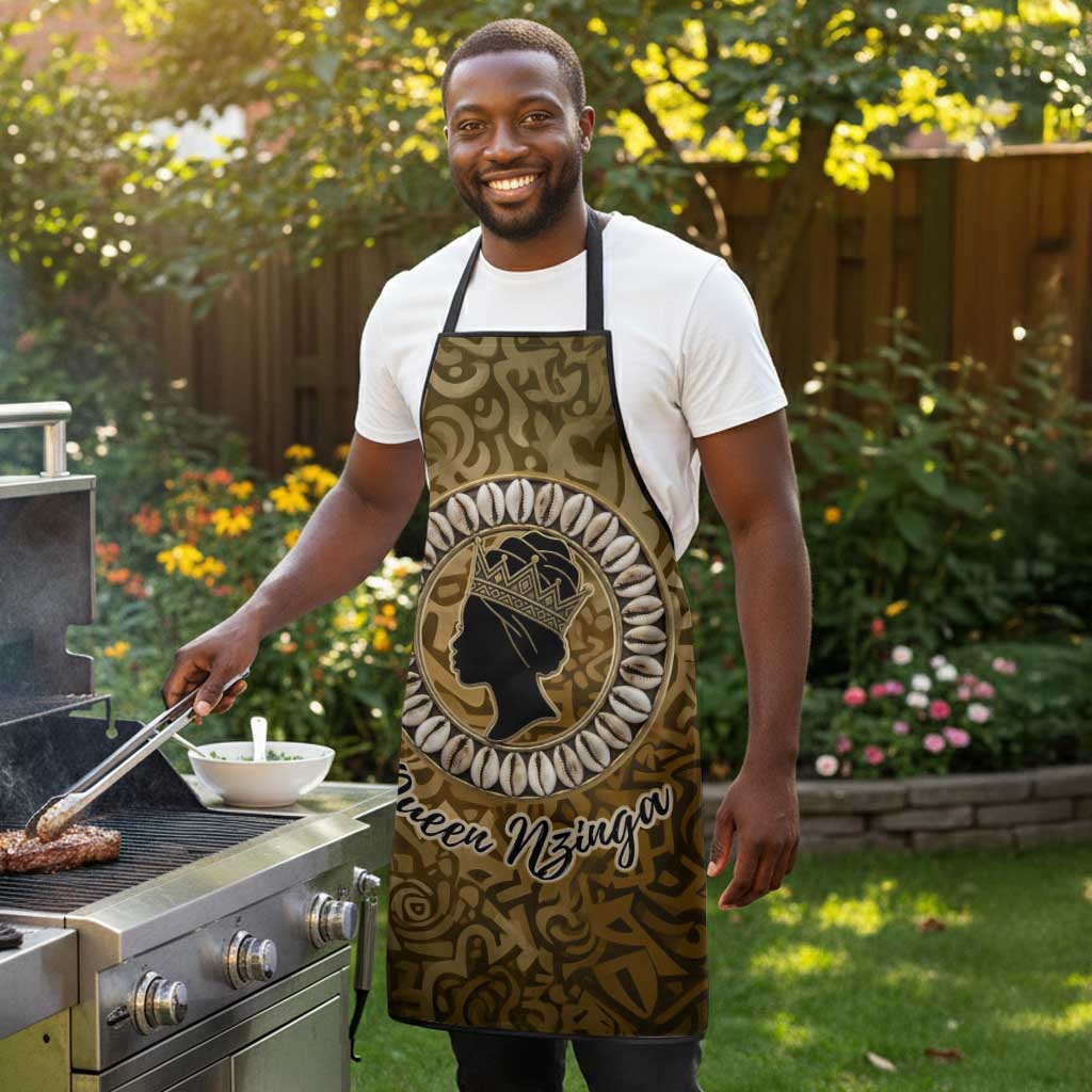 Queen Nzinga Apron Cowrie Crown Silhouette Royal Power - Wonder Print Shop