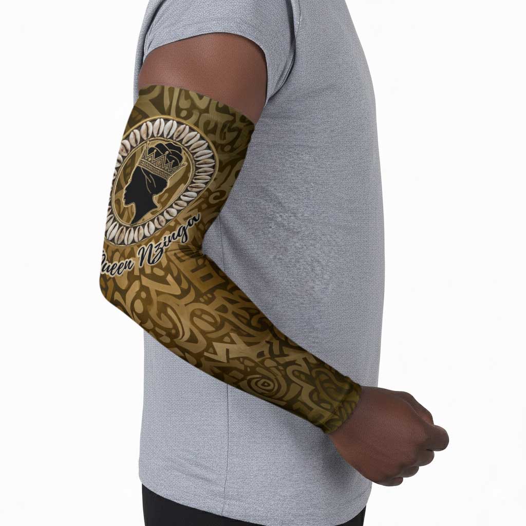 Queen Nzinga Arm Sleeves Cowrie Crown Silhouette Royal Power - Wonder Print Shop