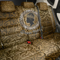 Queen Nzinga Back Car Seat Cover Cowrie Crown Silhouette Royal Power - Wonder Print Shop