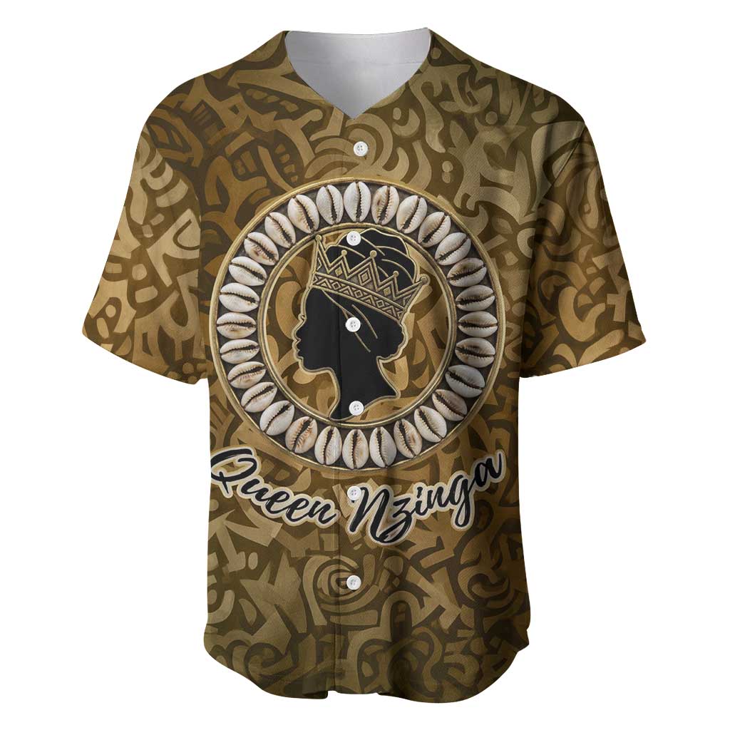 Queen Nzinga Baseball Jersey Cowrie Crown Silhouette Royal Power - Wonder Print Shop