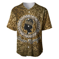 Queen Nzinga Baseball Jersey Cowrie Crown Silhouette Royal Power - Wonder Print Shop