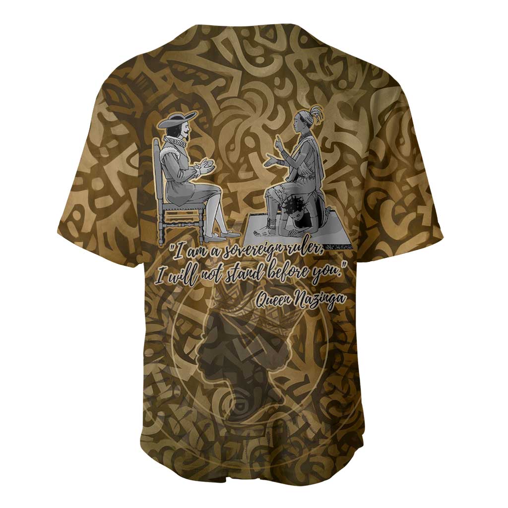 Queen Nzinga Baseball Jersey Cowrie Crown Silhouette Royal Power - Wonder Print Shop