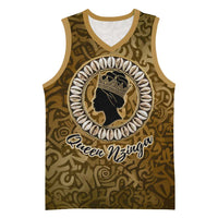 Queen Nzinga Basketball Jersey Cowrie Crown Silhouette Royal Power - Wonder Print Shop