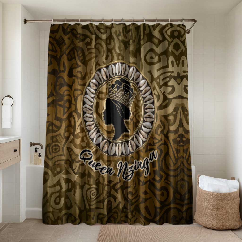 Queen Nzinga Bathroom Set Cowrie Crown Silhouette Royal Power - Wonder Print Shop
