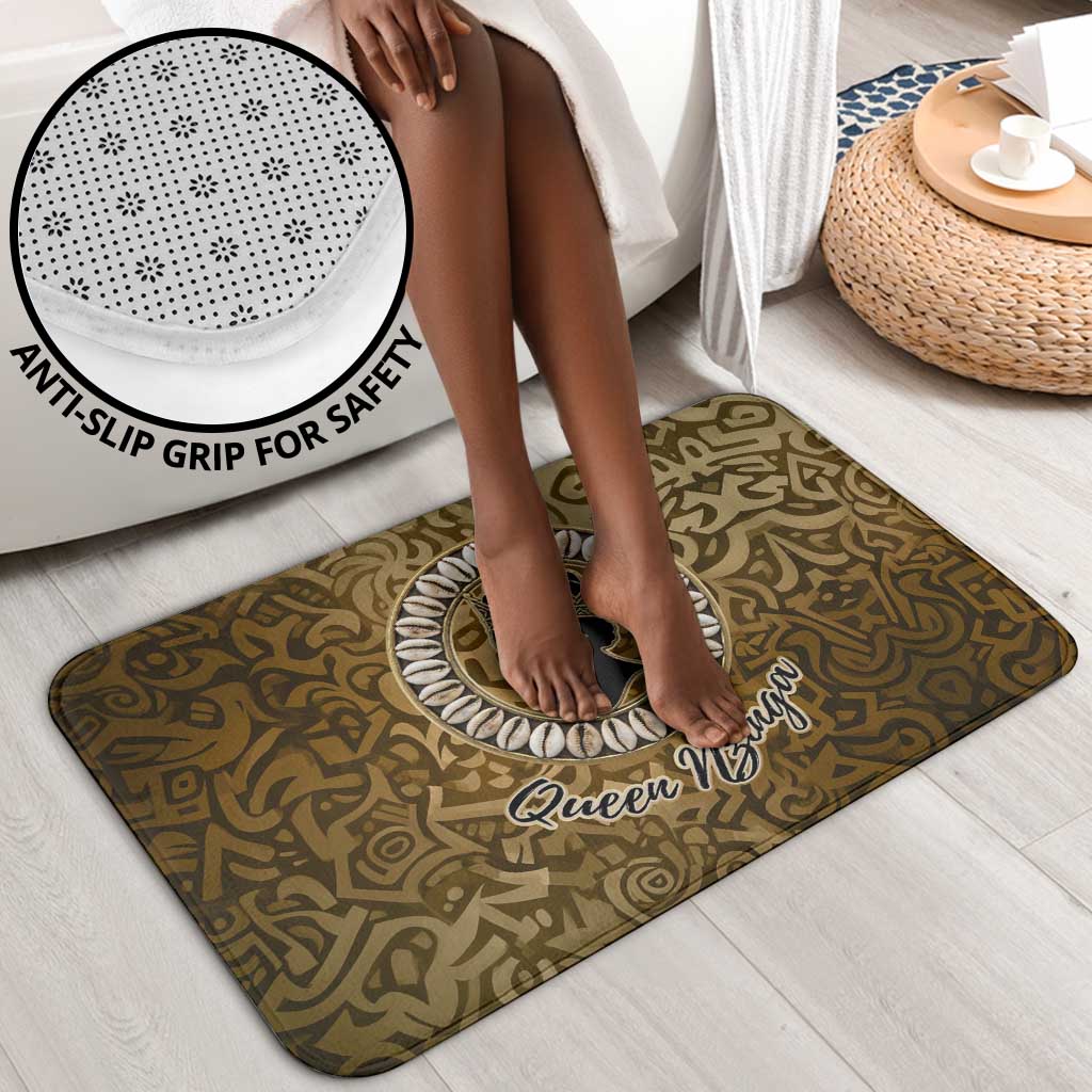 Queen Nzinga Bathroom Set Cowrie Crown Silhouette Royal Power - Wonder Print Shop