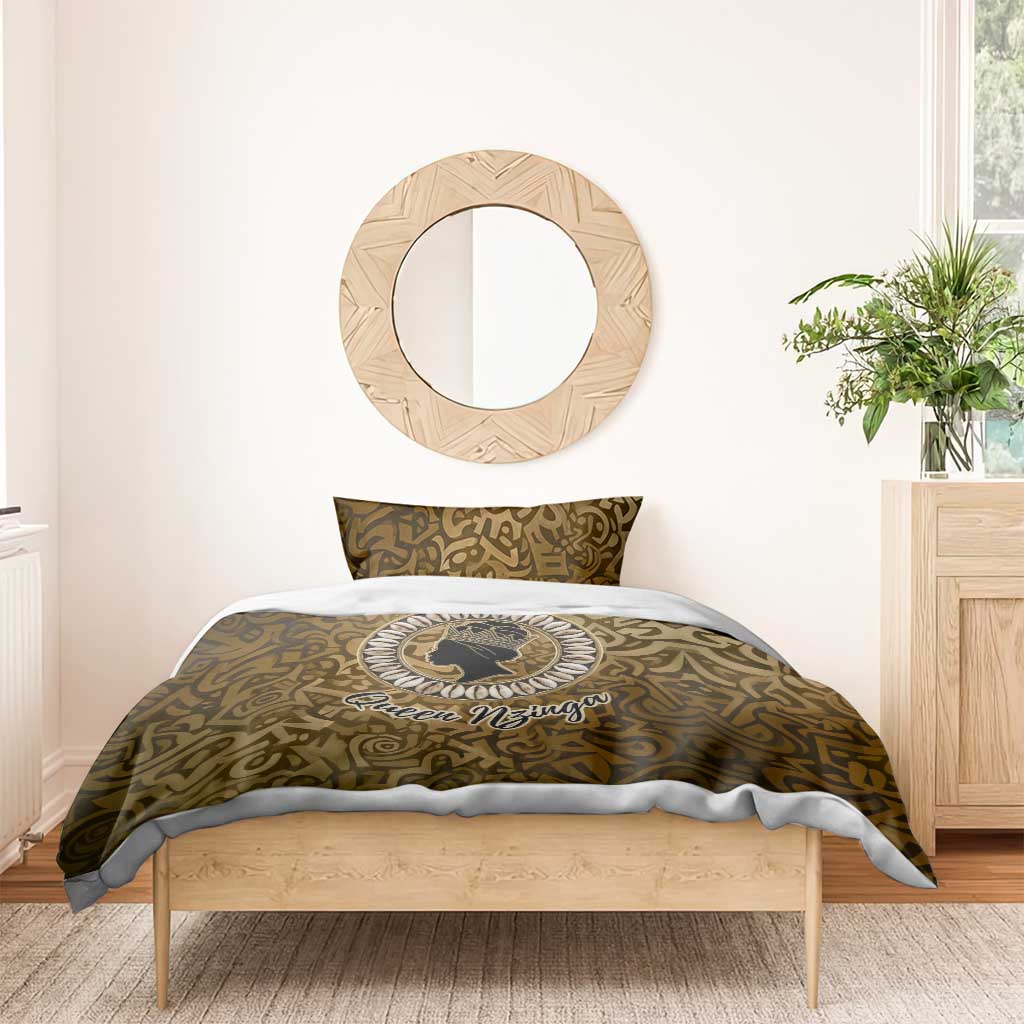 Queen Nzinga Bedding Set Cowrie Crown Silhouette Royal Power - Wonder Print Shop