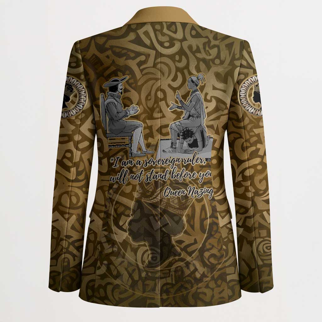 Queen Nzinga Blazer Cowrie Crown Silhouette Royal Power - Wonder Print Shop