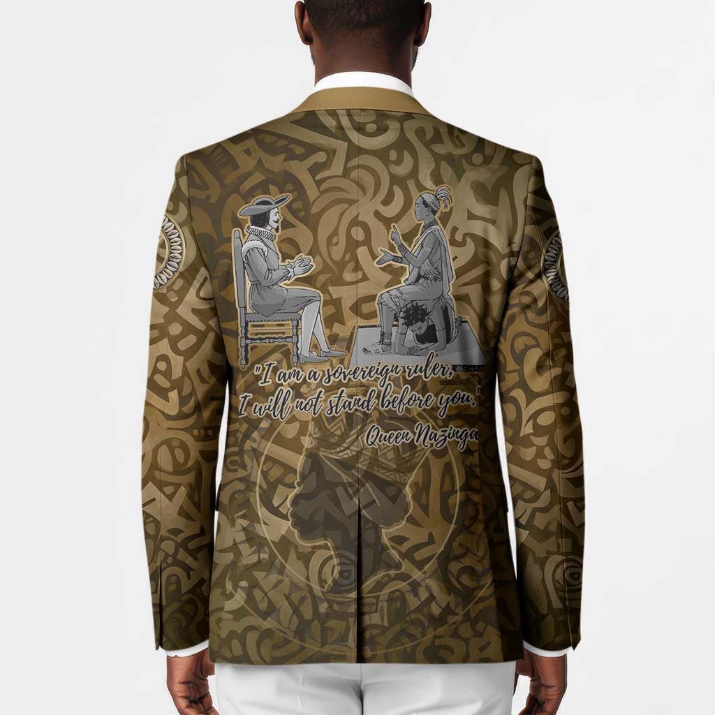 Queen Nzinga Blazer Cowrie Crown Silhouette Royal Power - Wonder Print Shop