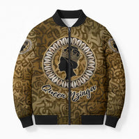 Queen Nzinga Bomber Puffer Jacket Cowrie Crown Silhouette Royal Power - Wonder Print Shop