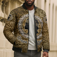 Queen Nzinga Bomber Puffer Jacket Cowrie Crown Silhouette Royal Power - Wonder Print Shop