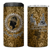 Queen Nzinga 4 in 1 Can Cooler Tumbler Cowrie Crown Silhouette Royal Power - Wonder Print Shop