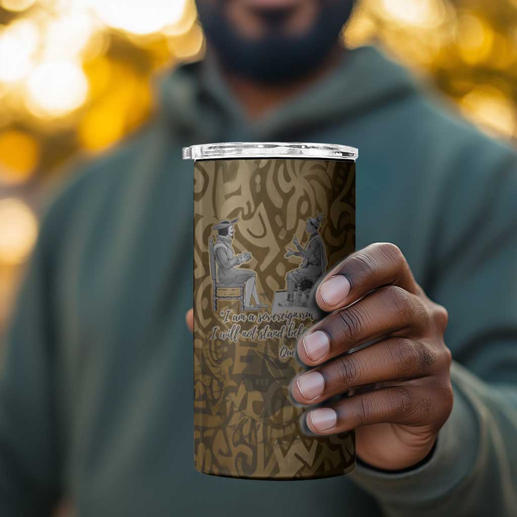 Queen Nzinga 4 in 1 Can Cooler Tumbler Cowrie Crown Silhouette Royal Power - Wonder Print Shop