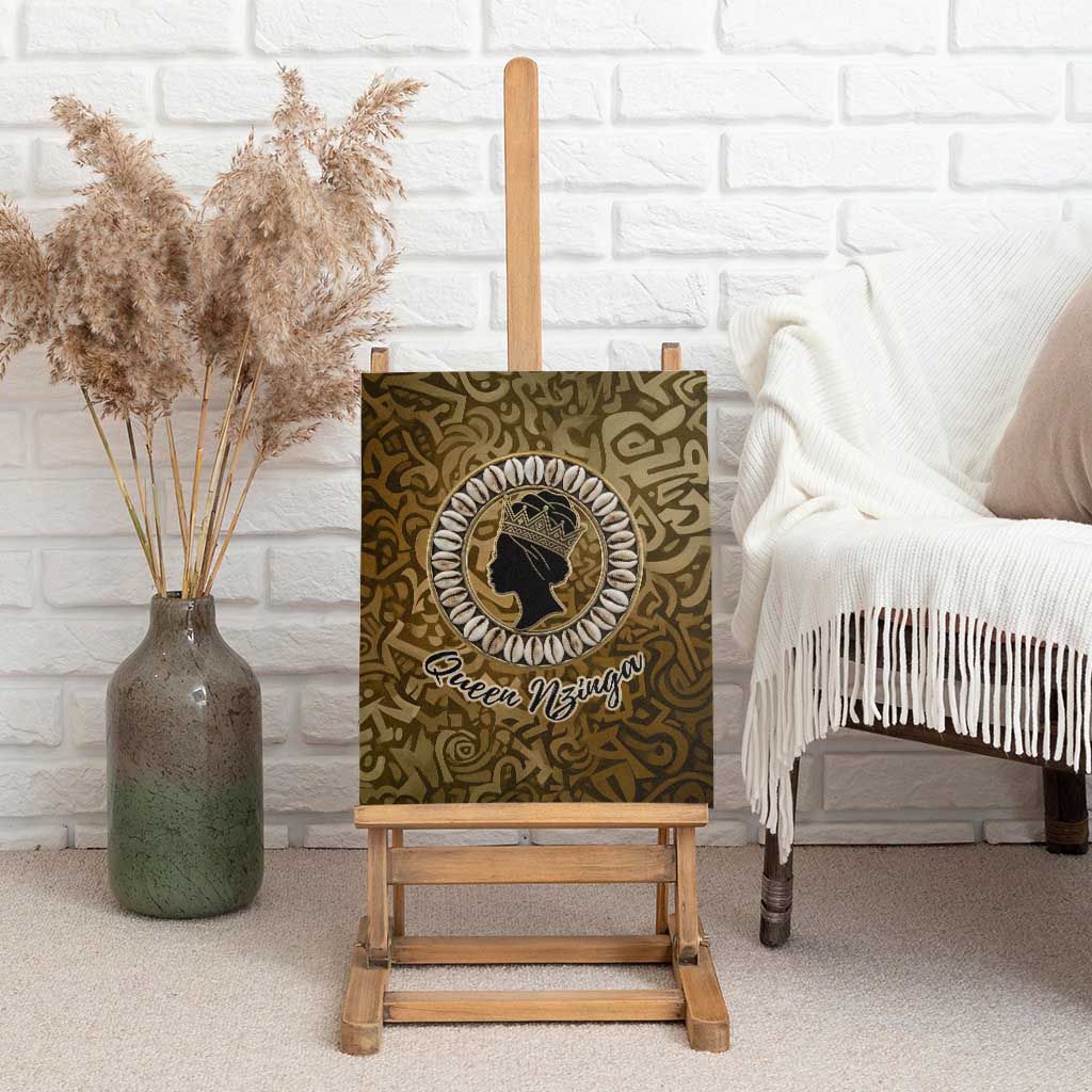 Queen Nzinga Canvas Wall Art Cowrie Crown Silhouette Royal Power - Wonder Print Shop