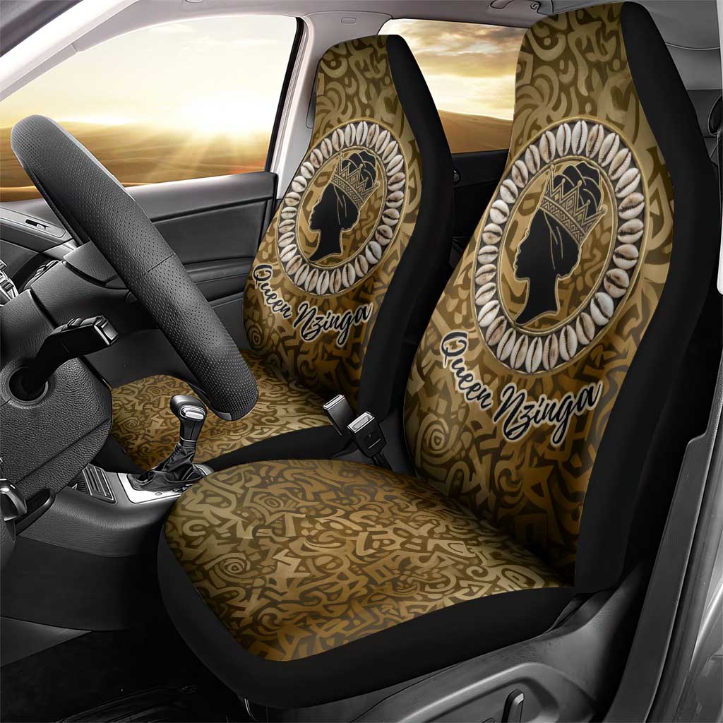 Queen Nzinga Car Seat Cover Cowrie Crown Silhouette Royal Power - Wonder Print Shop