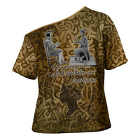 Queen Nzinga Cross Shoulder Shirt Cowrie Crown Silhouette Royal Power - Wonder Print Shop