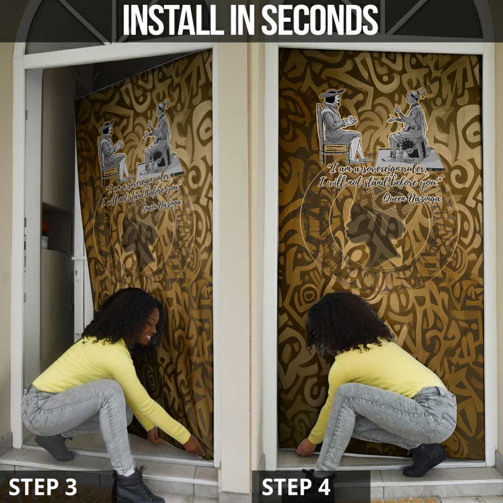 Queen Nzinga Door Cover Cowrie Crown Silhouette Royal Power - Wonder Print Shop