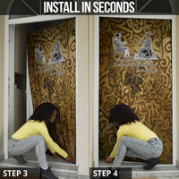 Queen Nzinga Door Cover Cowrie Crown Silhouette Royal Power - Wonder Print Shop