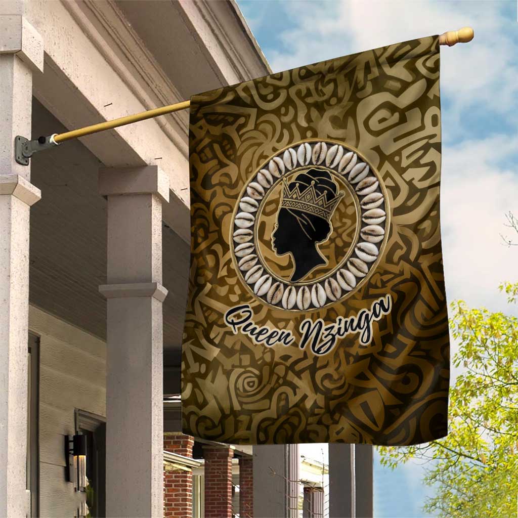 Queen Nzinga Garden Flag Cowrie Crown Silhouette Royal Power - Wonder Print Shop