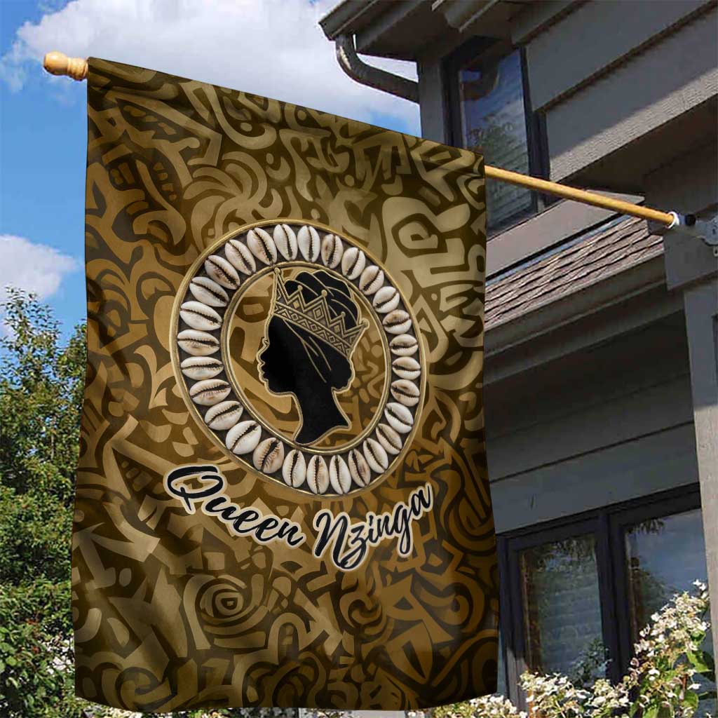 Queen Nzinga Garden Flag Cowrie Crown Silhouette Royal Power - Wonder Print Shop