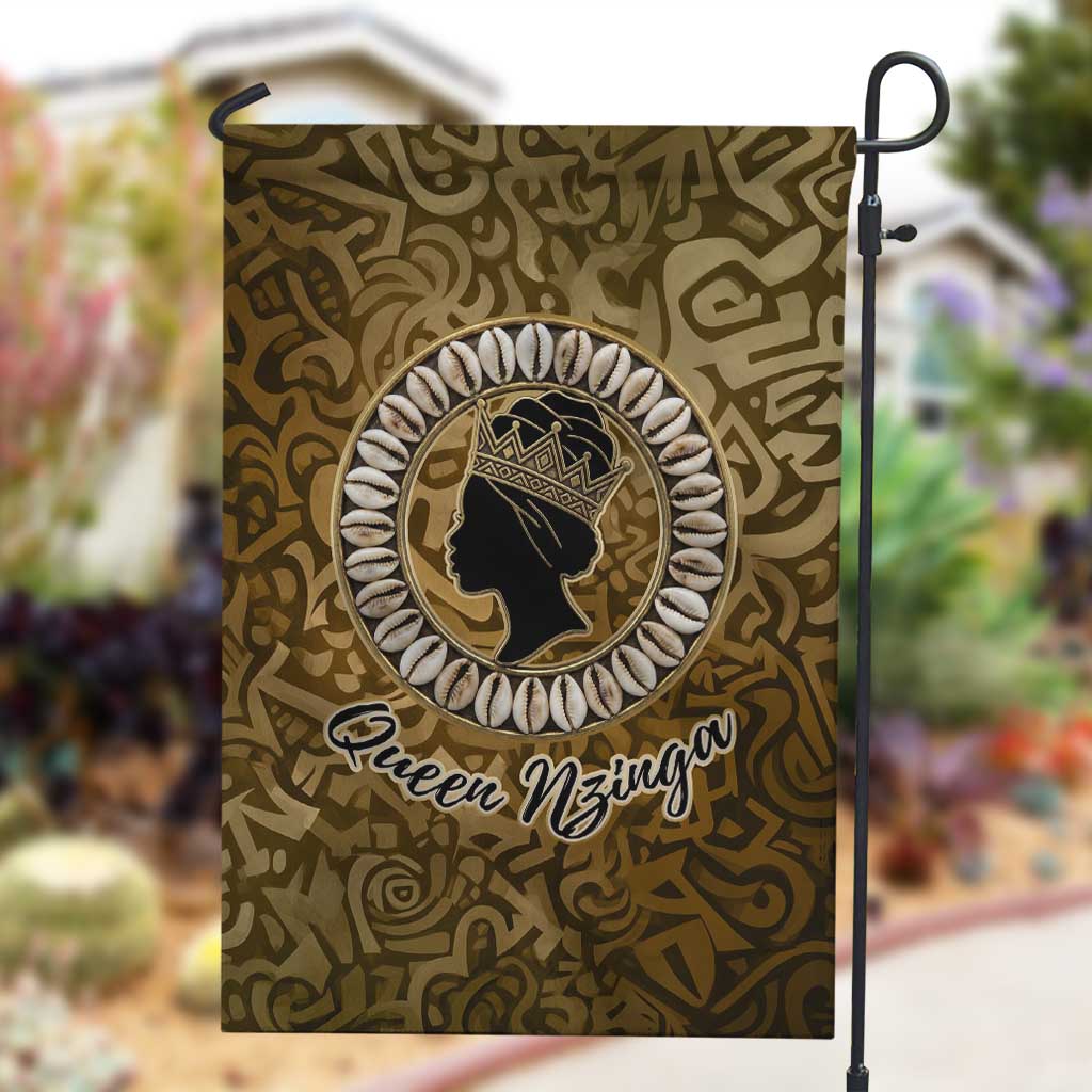 Queen Nzinga Garden Flag Cowrie Crown Silhouette Royal Power - Wonder Print Shop