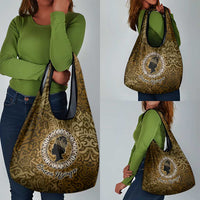 Queen Nzinga Grocery Bag Cowrie Crown Silhouette Royal Power - Wonder Print Shop