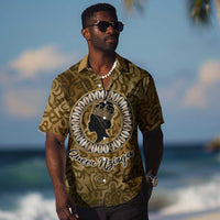 Queen Nzinga Hawaiian Shirt Cowrie Crown Silhouette Royal Power - Wonder Print Shop