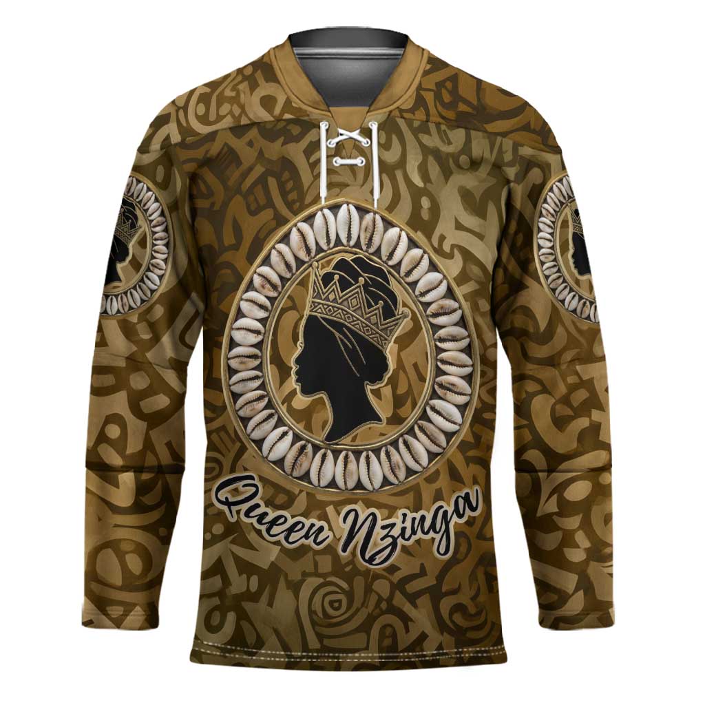 Queen Nzinga Hockey Jersey Cowrie Crown Silhouette Royal Power - Wonder Print Shop