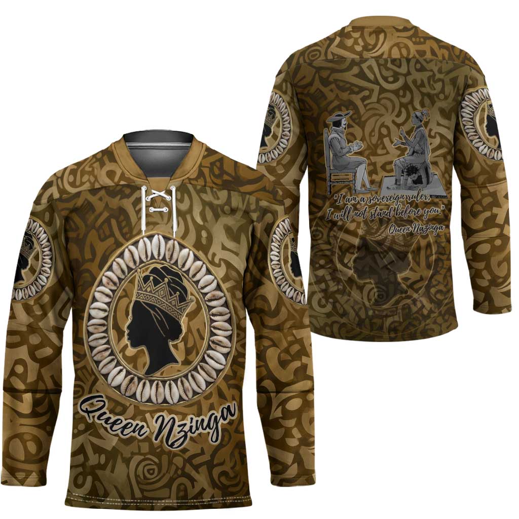 Queen Nzinga Hockey Jersey Cowrie Crown Silhouette Royal Power - Wonder Print Shop