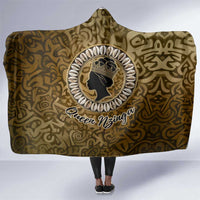 Queen Nzinga Hooded Blanket Cowrie Crown Silhouette Royal Power - Wonder Print Shop