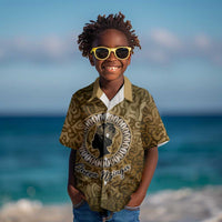 Queen Nzinga Kid Hawaiian Shirt Cowrie Crown Silhouette Royal Power - Wonder Print Shop