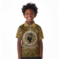 Queen Nzinga Kid Polo Shirt Cowrie Crown Silhouette Royal Power - Wonder Print Shop