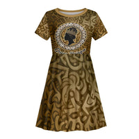 Queen Nzinga Kid Short Sleeve Dress Cowrie Crown Silhouette Royal Power - Wonder Print Shop