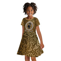 Queen Nzinga Kid Short Sleeve Dress Cowrie Crown Silhouette Royal Power - Wonder Print Shop