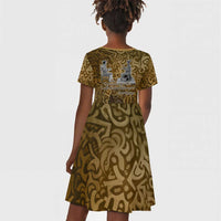 Queen Nzinga Kid Short Sleeve Dress Cowrie Crown Silhouette Royal Power - Wonder Print Shop