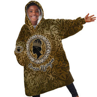 Queen Nzinga Kid Wearable Blanket Hoodie Cowrie Crown Silhouette Royal Power - Wonder Print Shop