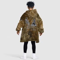 Queen Nzinga Kid Wearable Blanket Hoodie Cowrie Crown Silhouette Royal Power - Wonder Print Shop